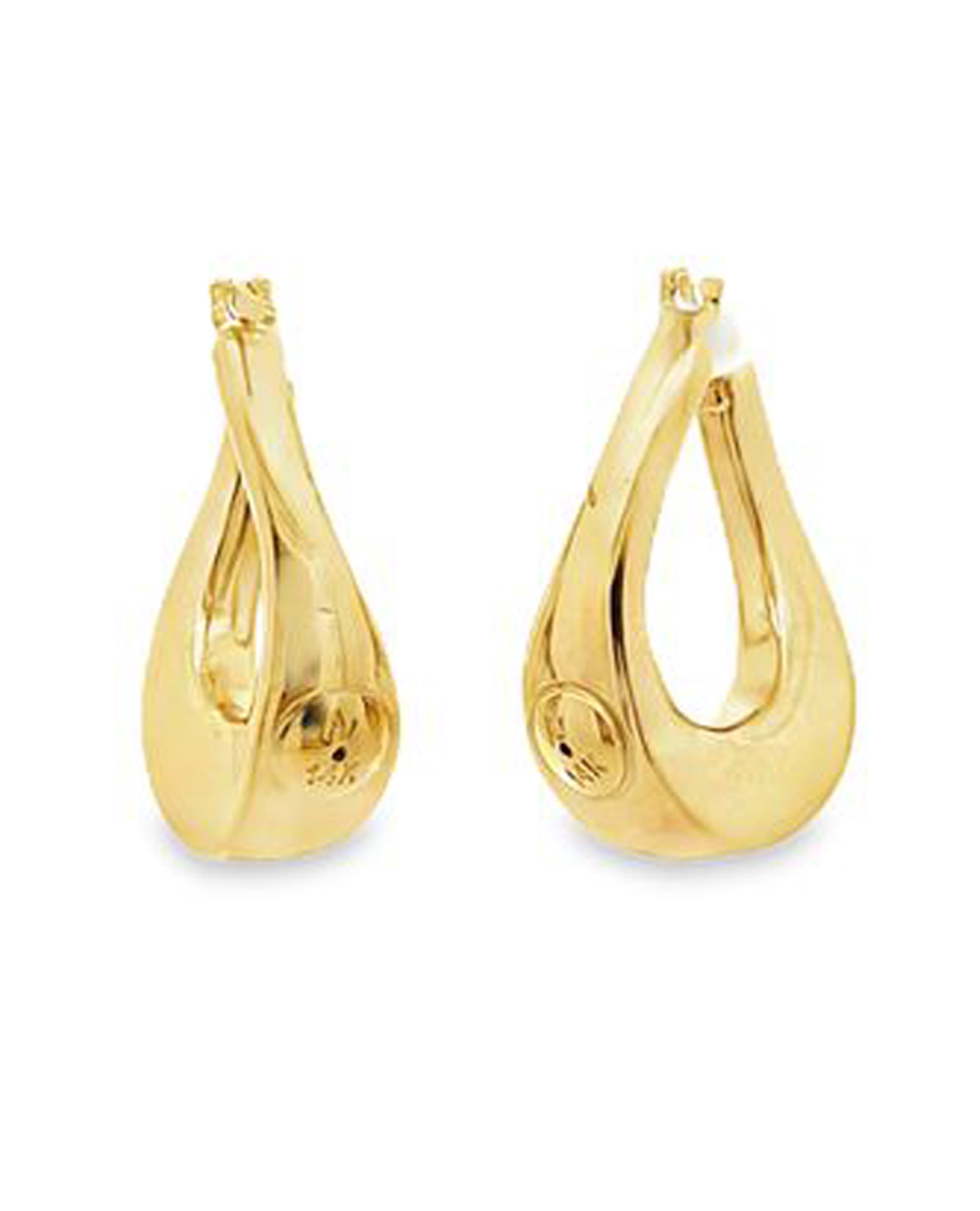 14K Yellow Gold Twisted Hollow Hoop Earrings
