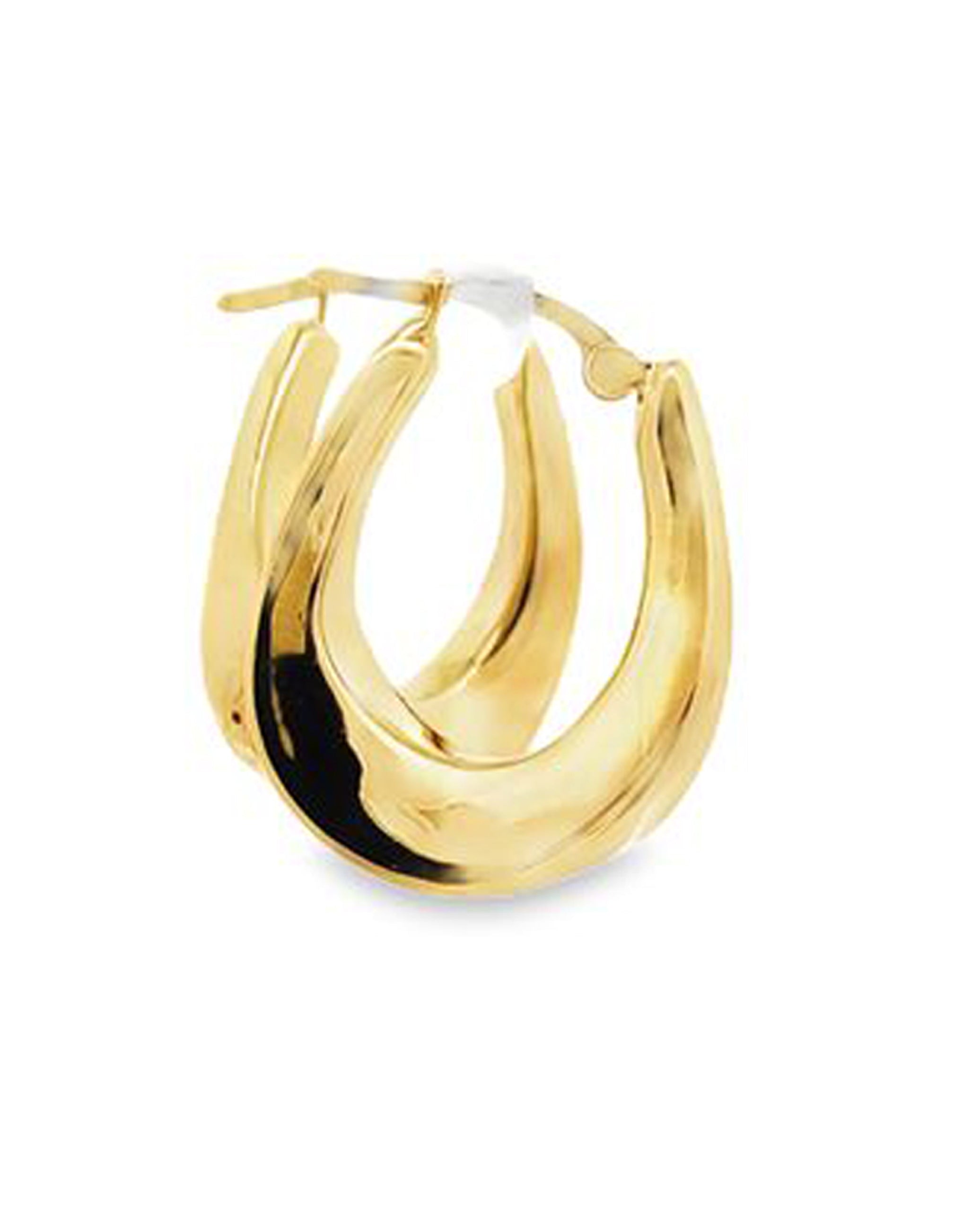 14K Yellow Gold Twisted Hollow Hoop Earrings