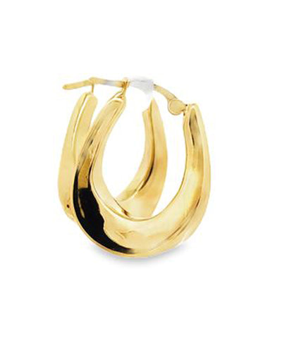 14K Yellow Gold Twisted Hollow Hoop Earrings
