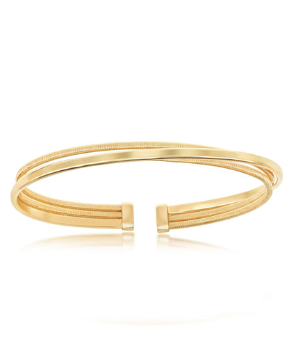 Sterling Silver and Yellow Gold Plated Wire Bangle Bracelet