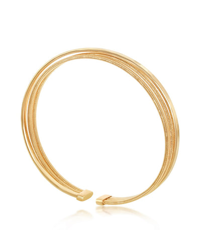 Sterling Silver and Yellow Gold Plated Wire Bangle Bracelet