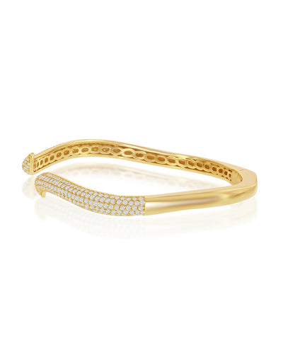 Sterling Silver Hinged Bangle Bracelet with Gold Plating