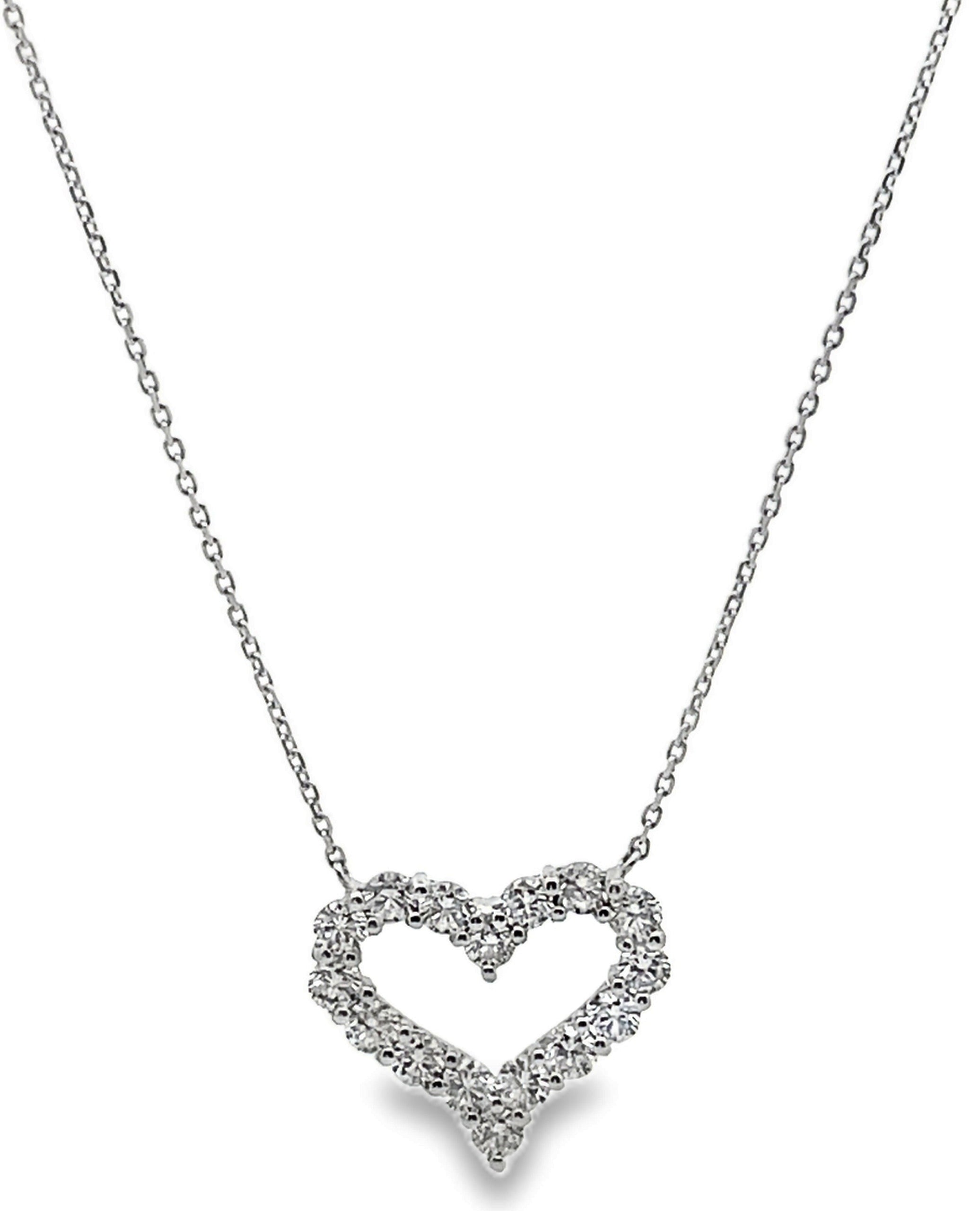 18K White Gold 0.73 carat Diamond Heart Necklace