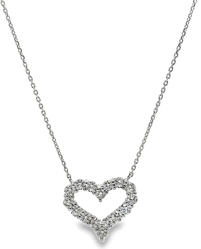 18K White Gold 0.73 carat Diamond Heart Necklace