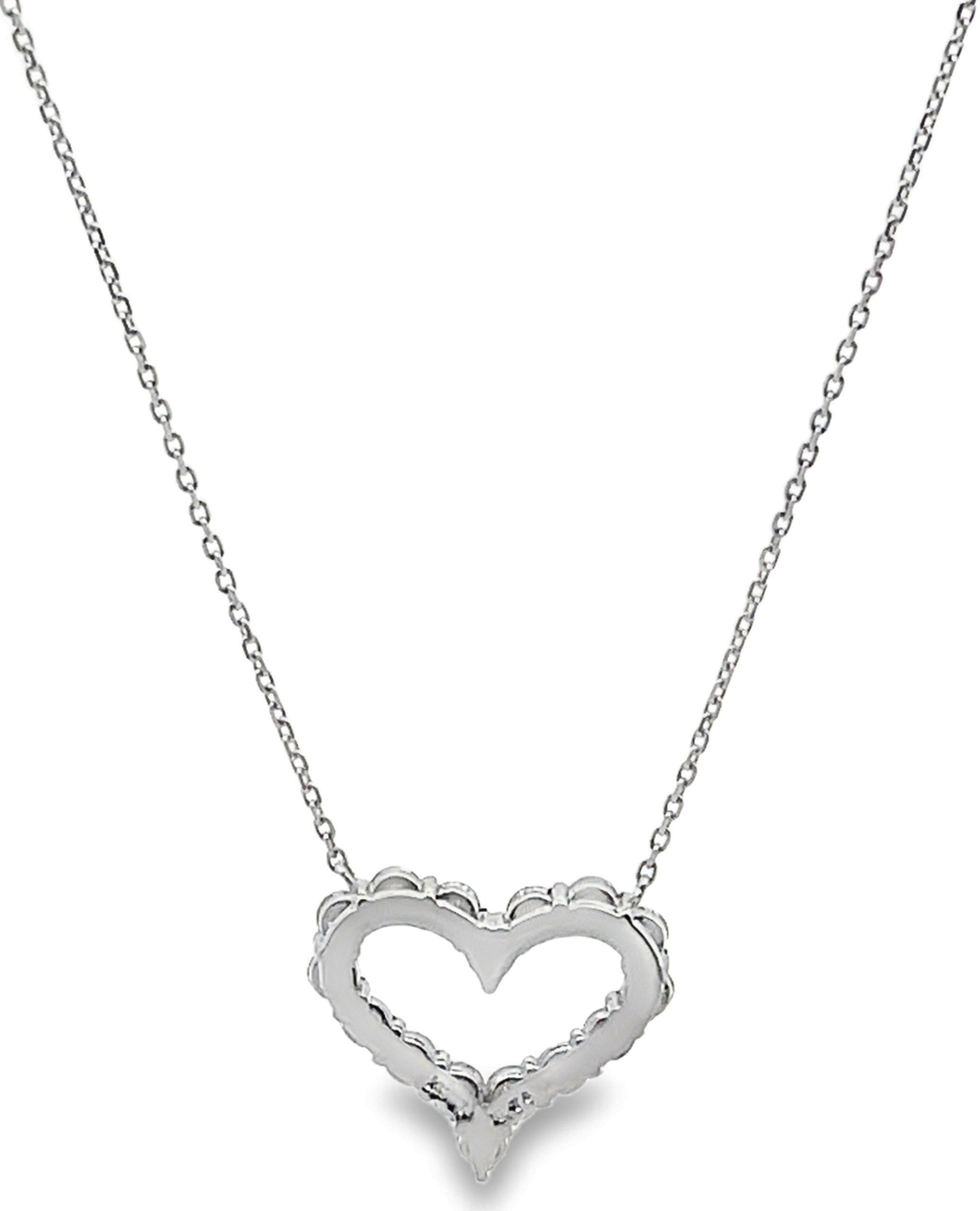 18K White Gold 0.73 carat Diamond Heart Necklace