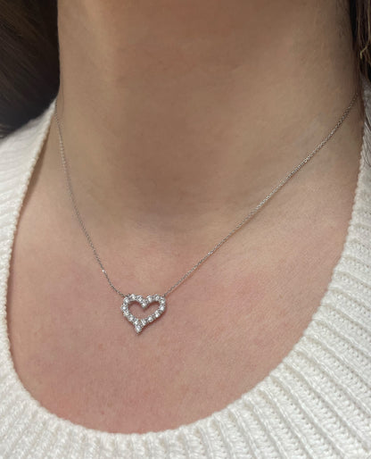 18K White Gold 0.73 carat Diamond Heart Necklace