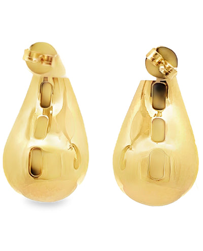 8K Yellow Gold Teardrop Sculptural and Minimalist Drop Earrings
