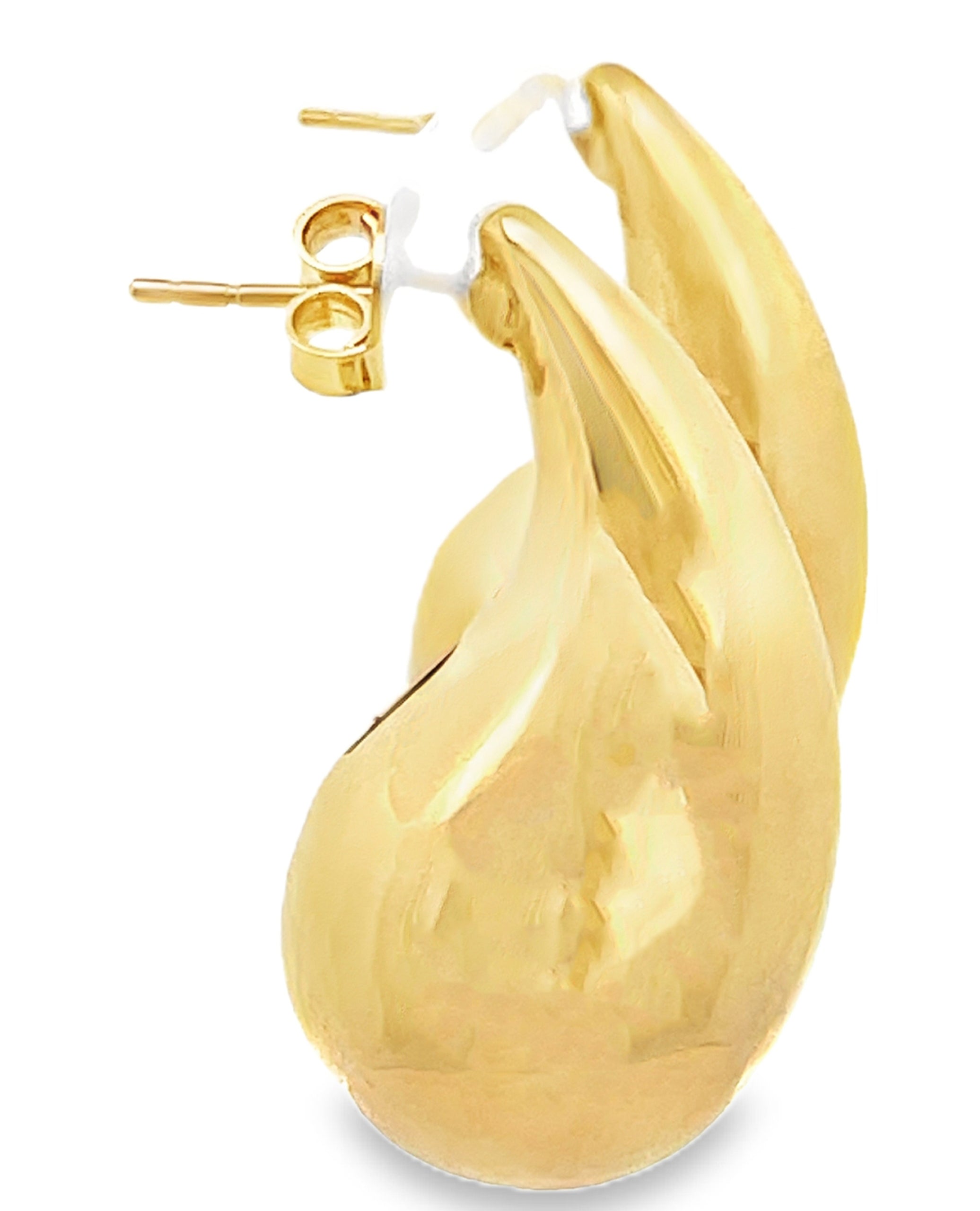 18K Yellow Gold Teardrop Drop Earrings