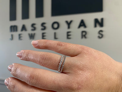 Zeghani ZR2008 Double Row Round Diamond Ring with High Polish Finish