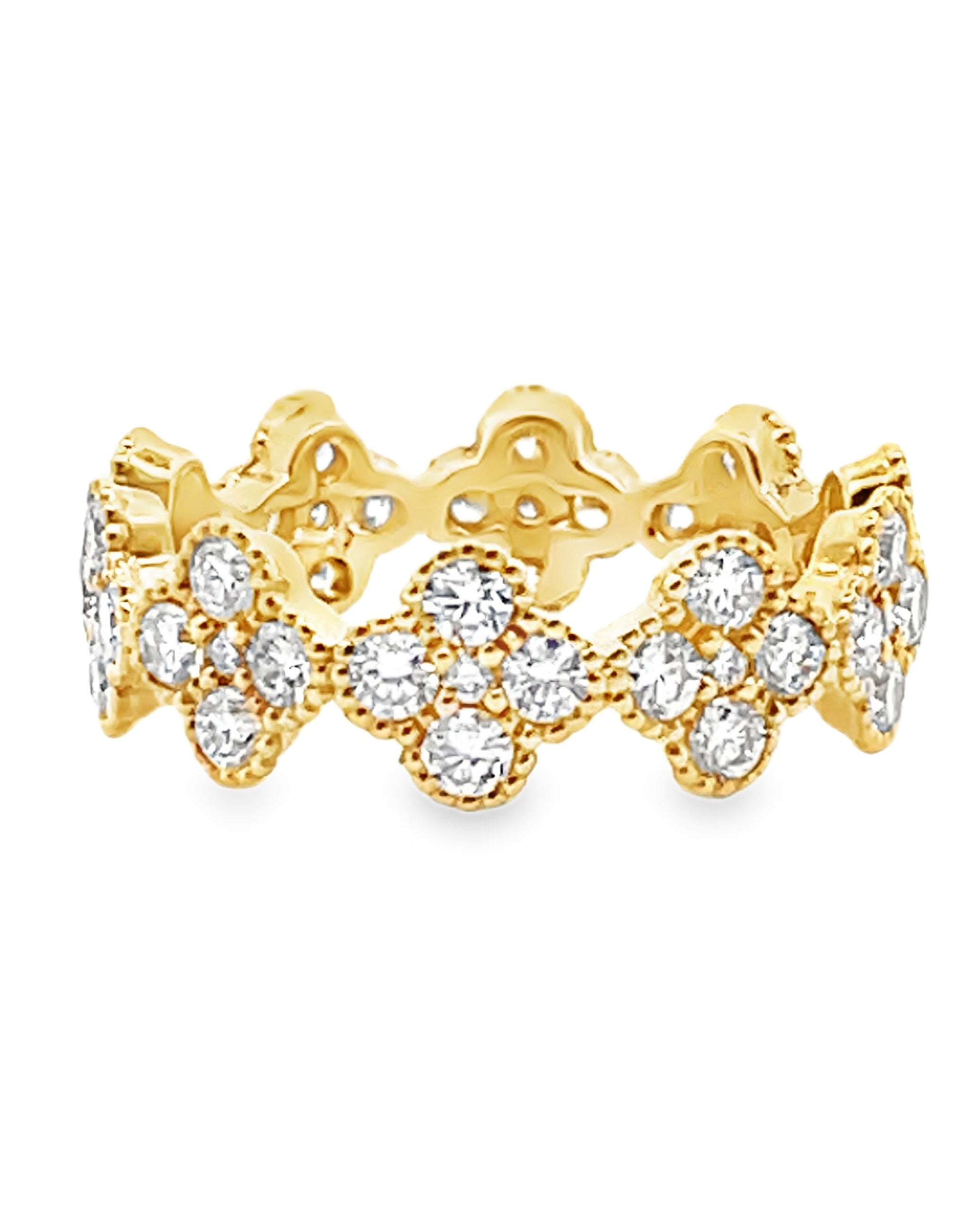 18K Yellow Gold 1.67 carat Diamond Quatrefoil Ring