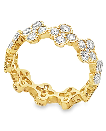 18K Yellow Gold 1.67 carat Diamond Quatrefoil Ring