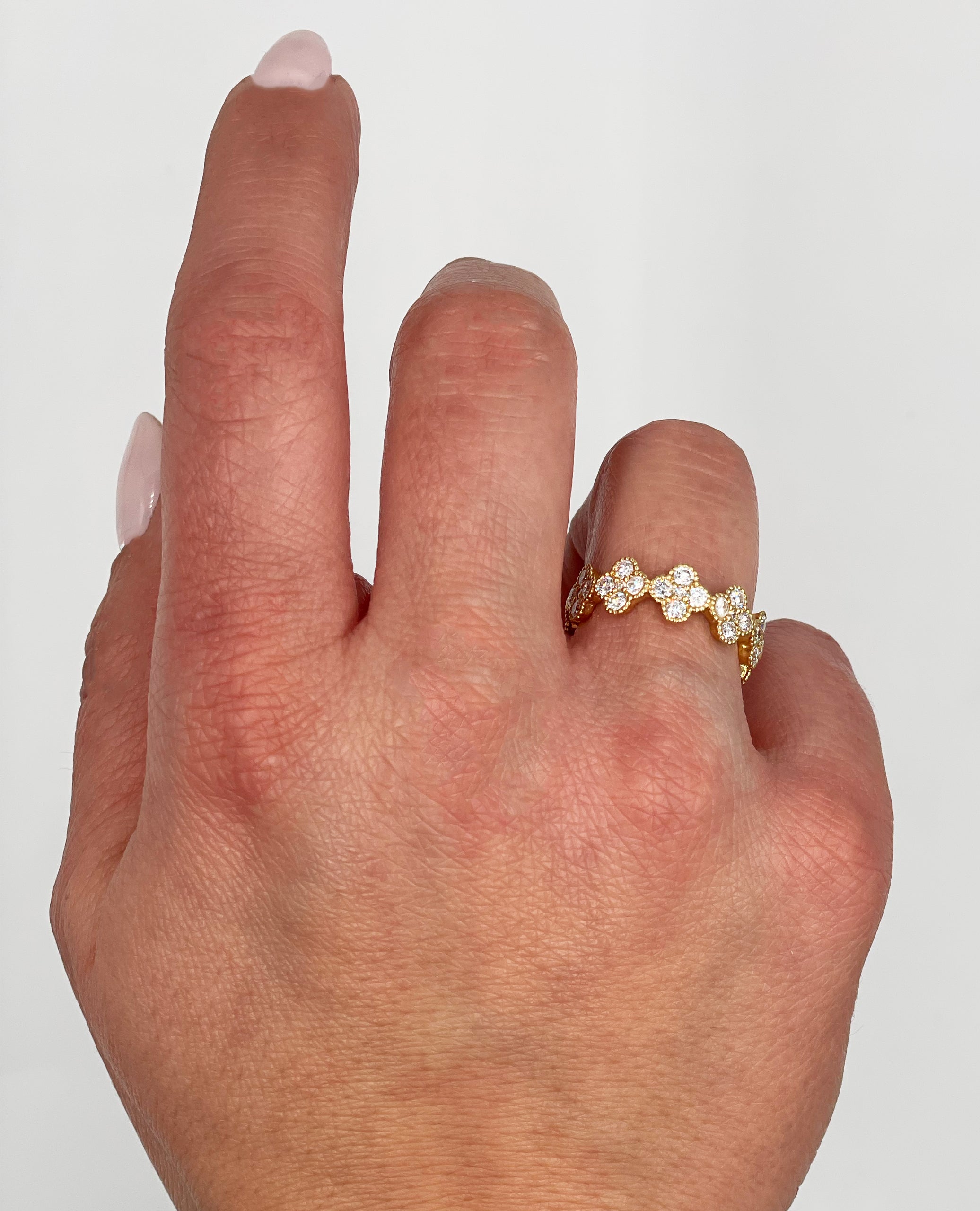 18K Yellow Gold 1.67 carat Diamond Quatrefoil Ring