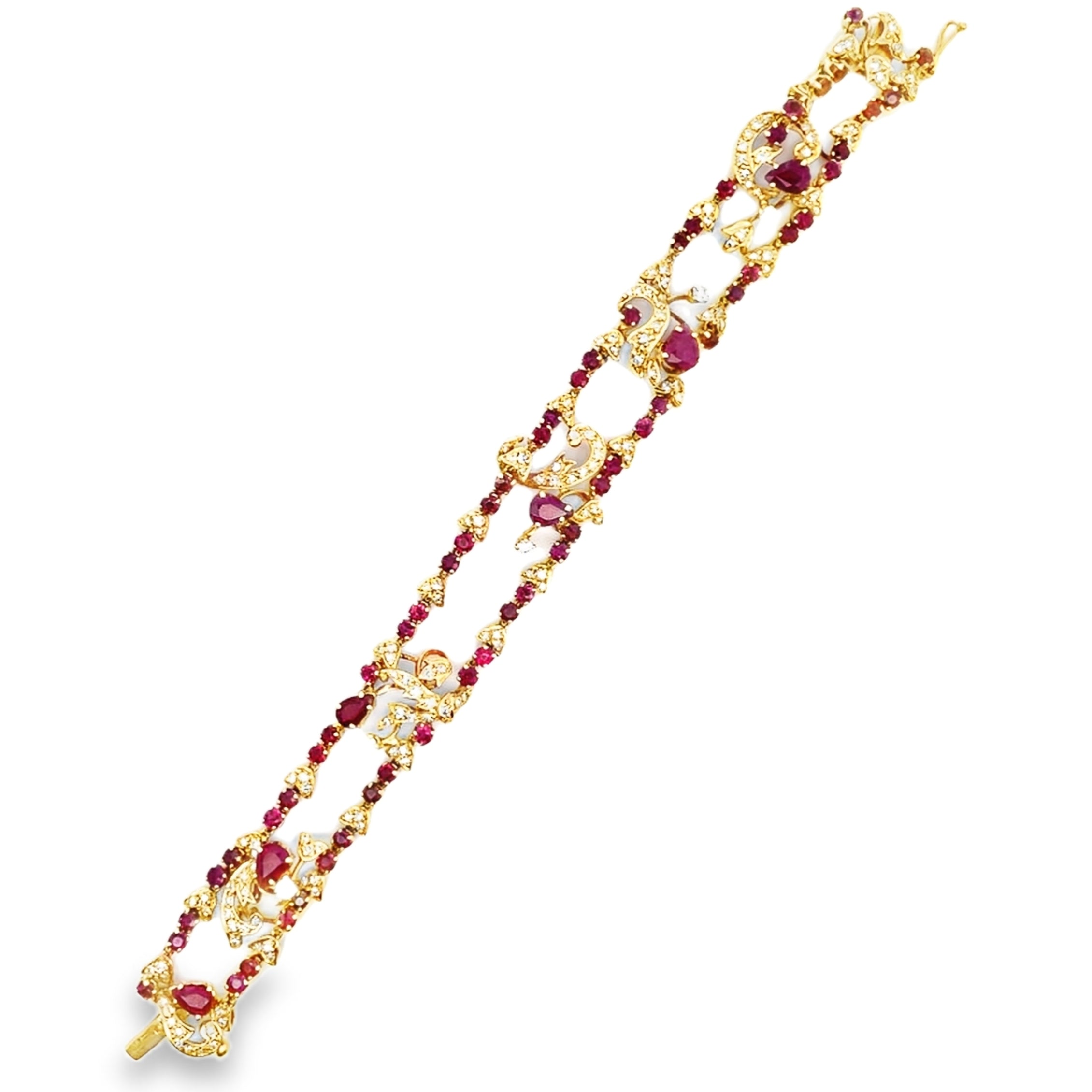 Vintage Multirow Ruby and Diamond Bracelet