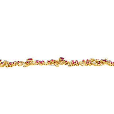 Vintage Multirow Ruby and Diamond Bracelet