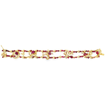 Vintage Multirow Ruby and Diamond Bracelet