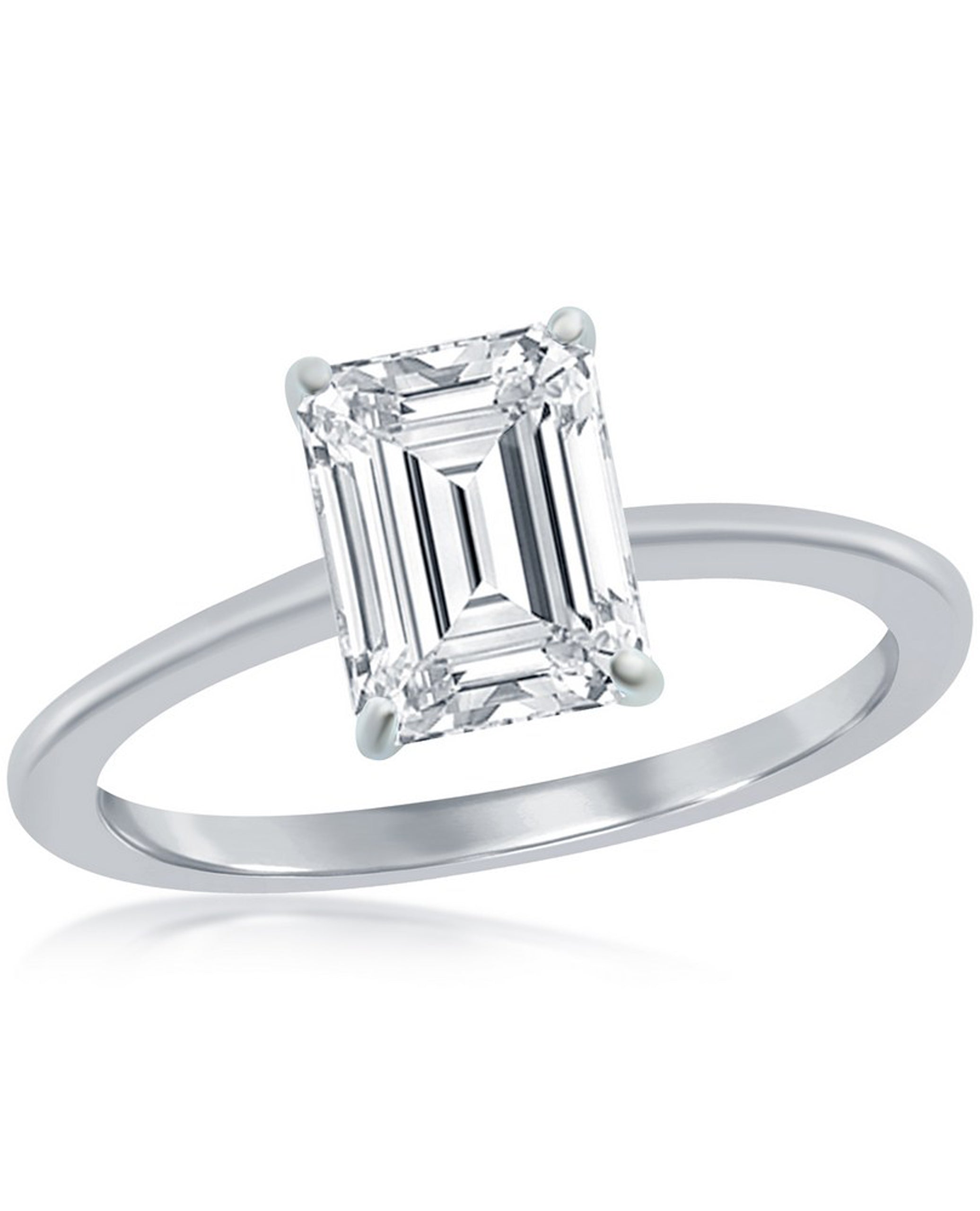 Sterling Silver CZ Emerald Cut Engagement Ring