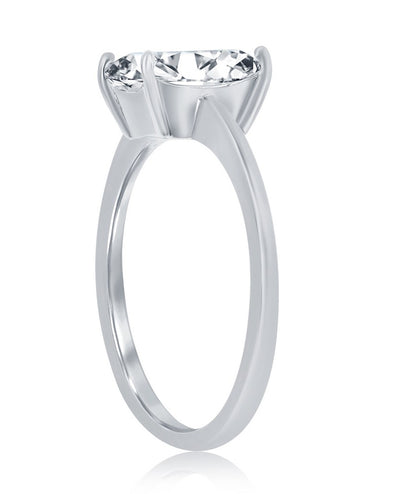 Sterling Silver CZ Emerald Cut Engagement Ring