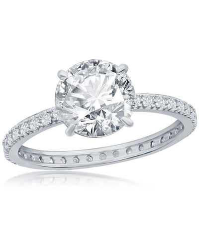 Sterling Silver Round CZ Eternity Band Engagement Ring