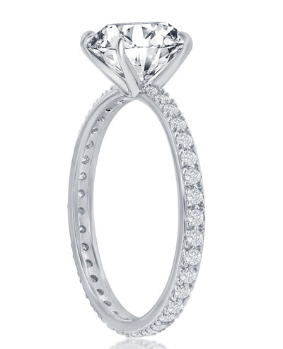 Sterling Silver Round CZ Eternity Band Engagement Ring