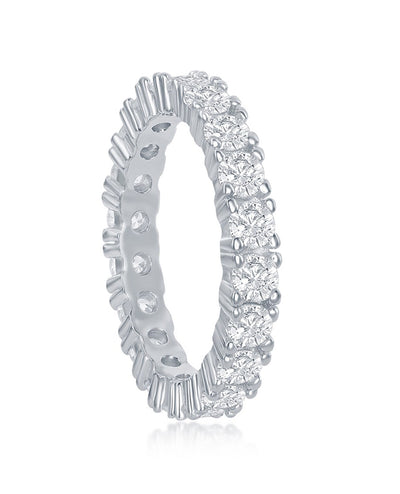 Sterling Silver 3mm CZ Eternity Band