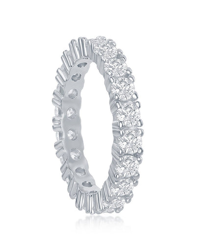 Sterling Silver 3mm CZ Eternity Band