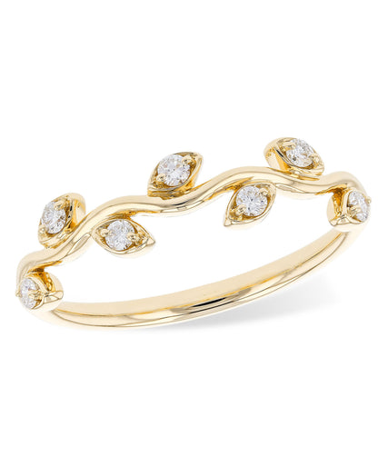 14K Yellow Gold Wedding Ring with Diamonds- Size 7
