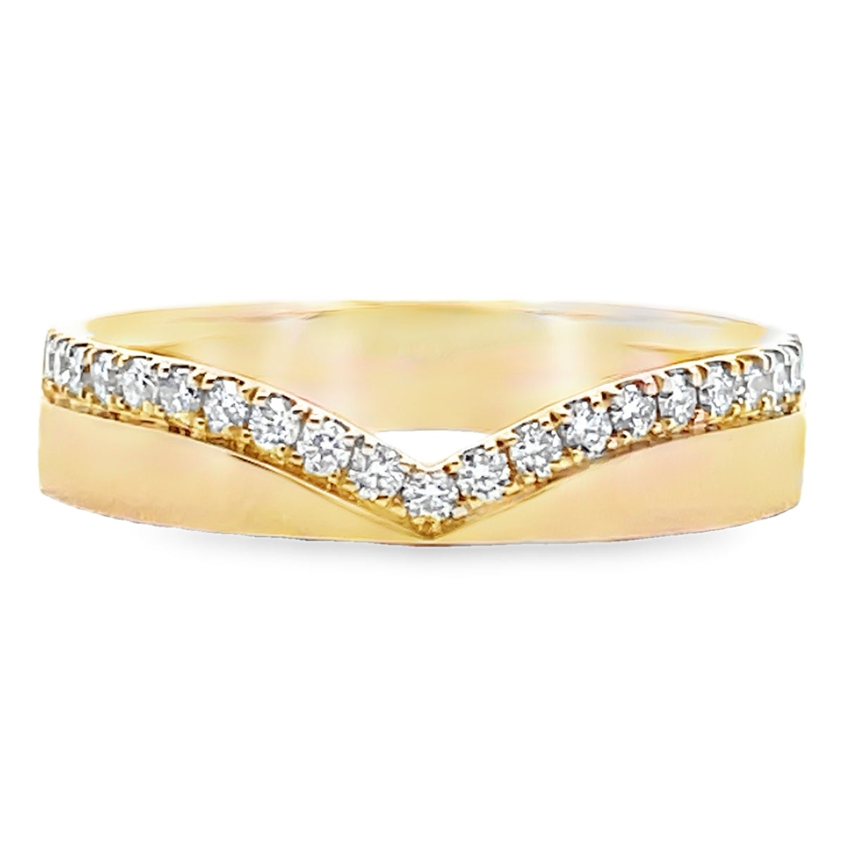 14K Yellow Gold 0.20 Carat Diamond V Band Ring