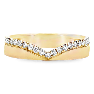 14K Yellow Gold 0.20 Carat Diamond V Band Ring