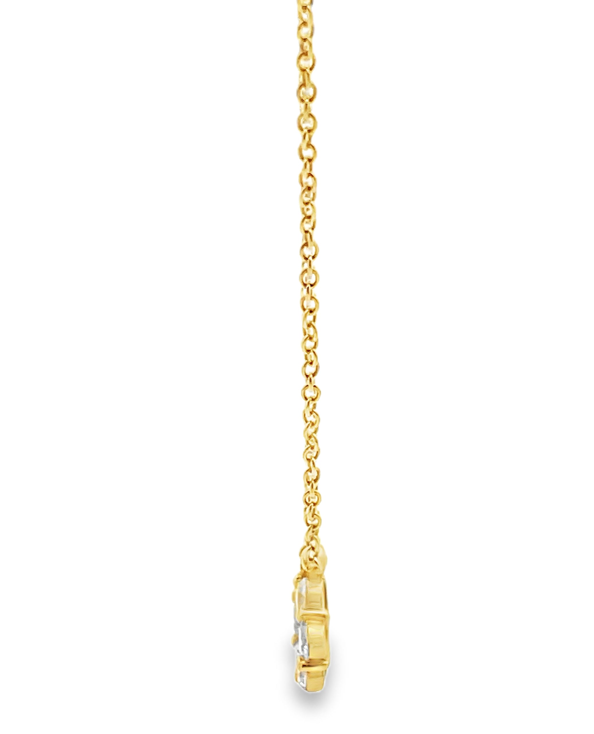 18K Yellow Gold Diamond Cluster Necklace