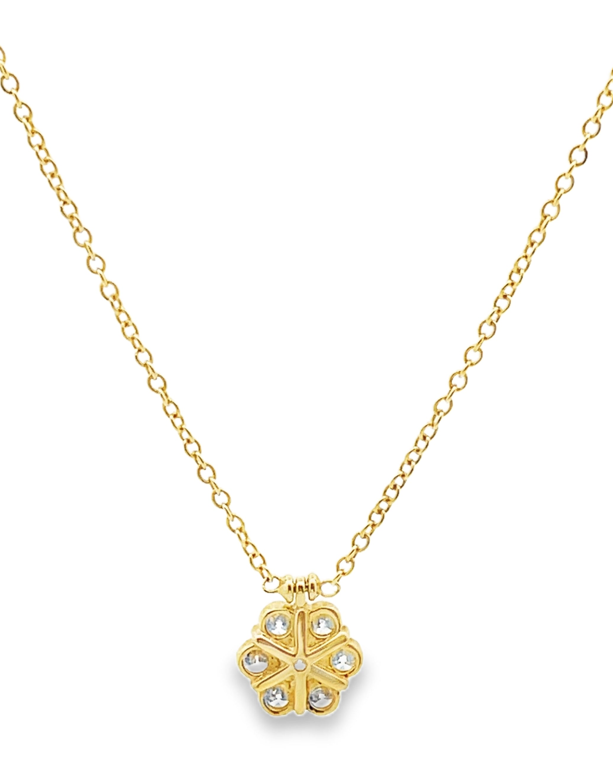 18K Yellow Gold Diamond Cluster Necklace