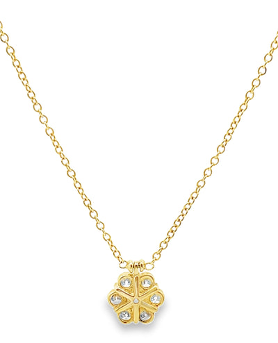 18K Yellow Gold Diamond Cluster Necklace