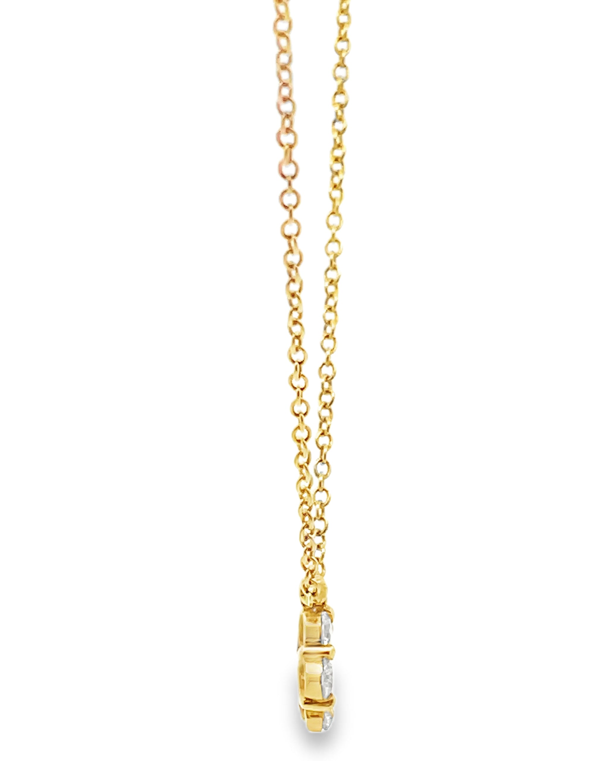 18K Yellow Gold Diamond Cluster Necklace
