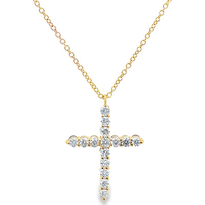 18K Yellow Gold Reversible Blue Sapphire & Diamond Cross Pendant Necklace