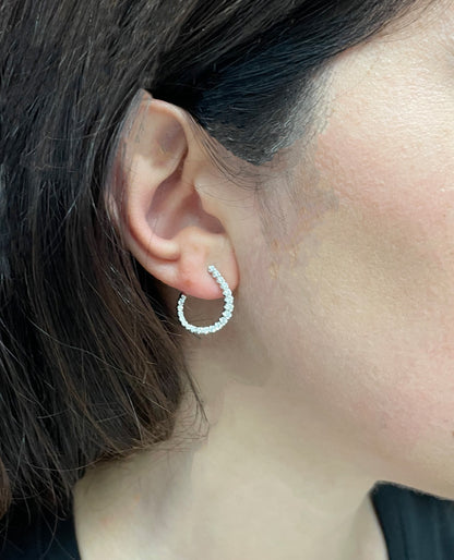 Allison Kaufman 14K White Gold Diamond Hoop Earrings