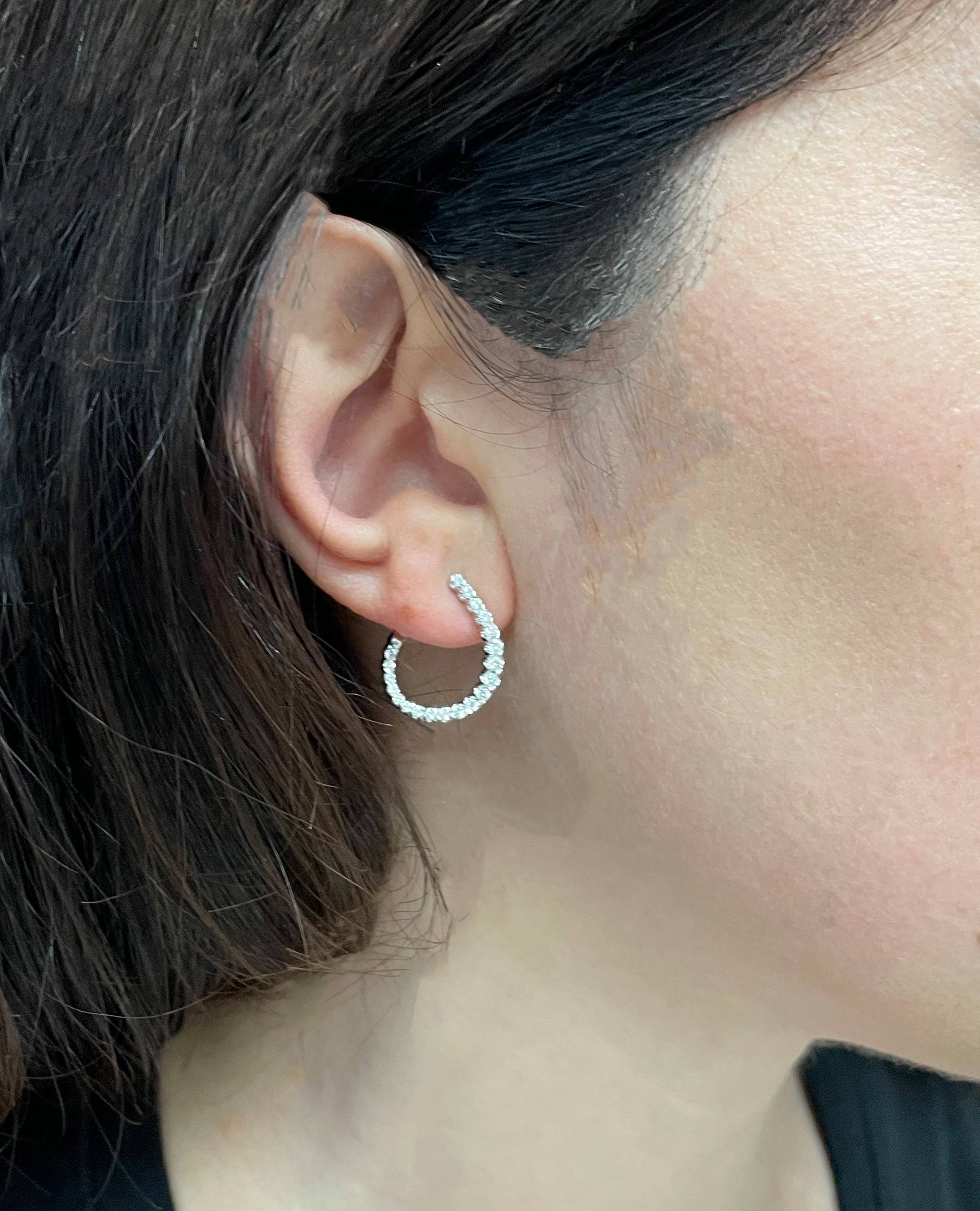 Allison Kaufman 14K White Gold Diamond Hoop Earrings 0.50 Carats