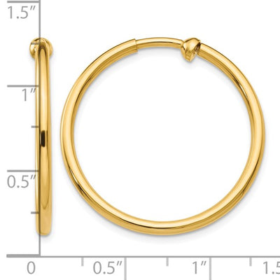14K Yellow Gold Non-Pierced Hoop Earrings