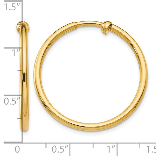 14K Yellow Gold Non-Pierced Hoop Earrings