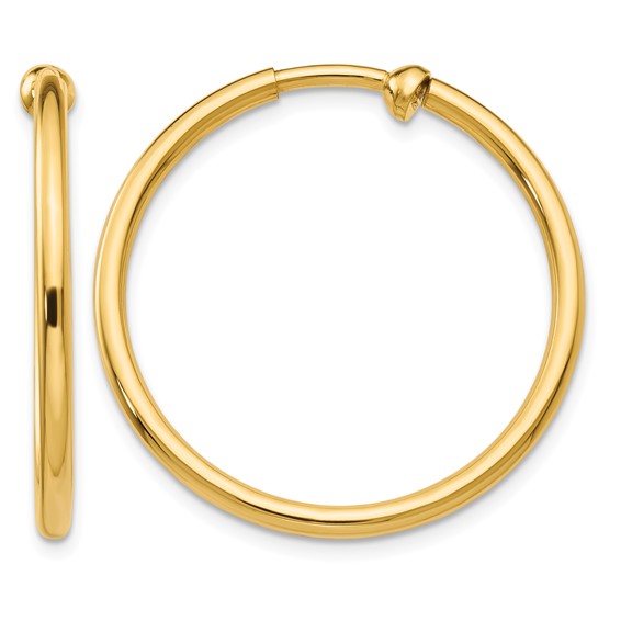 14K Yellow Gold Non-Pierced Hoop Earrings