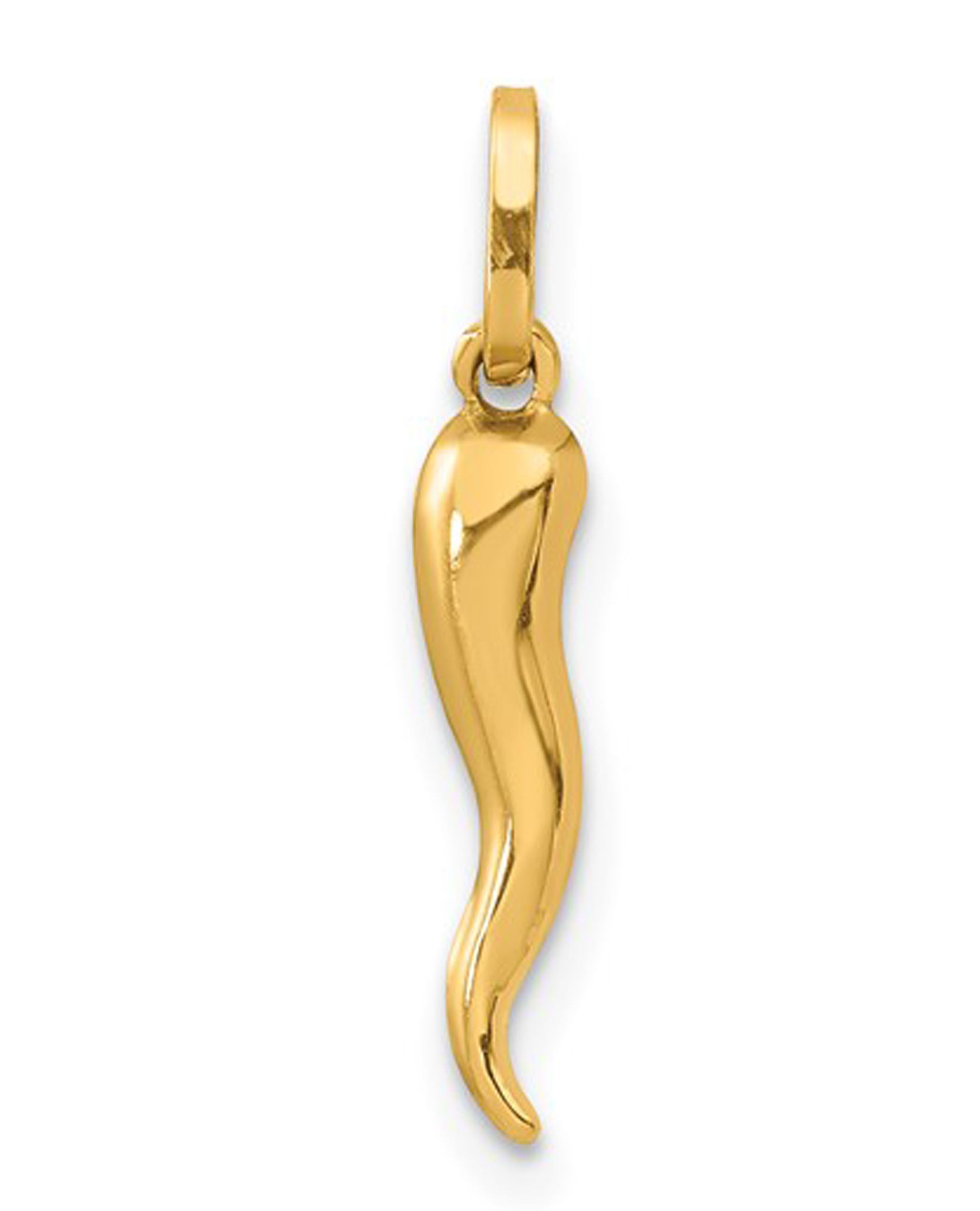 14K Yellow Gold Small Italian Horn Pendant