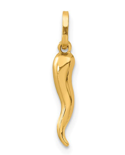 14K Yellow Gold Small Italian Horn Pendant