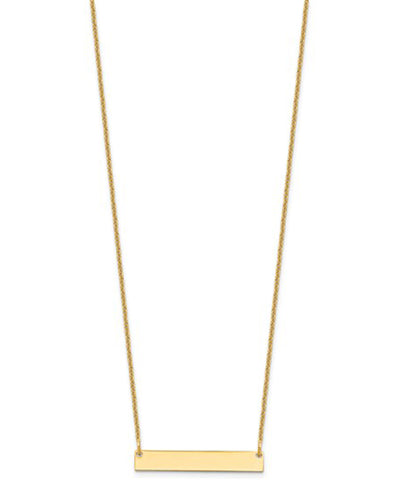 14K Yellow Gold Blank Bar Necklace