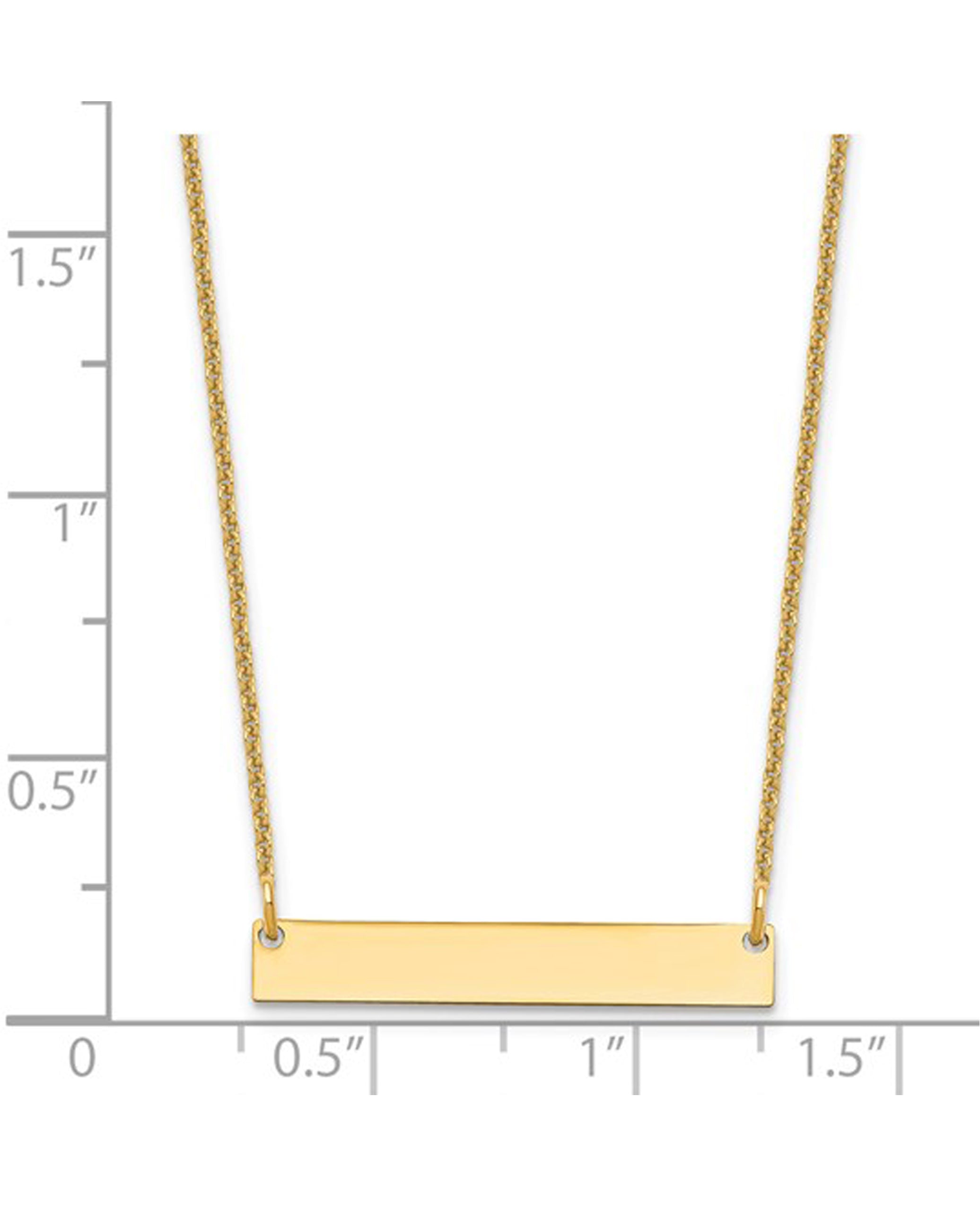 14K Yellow Gold Blank Bar Necklace