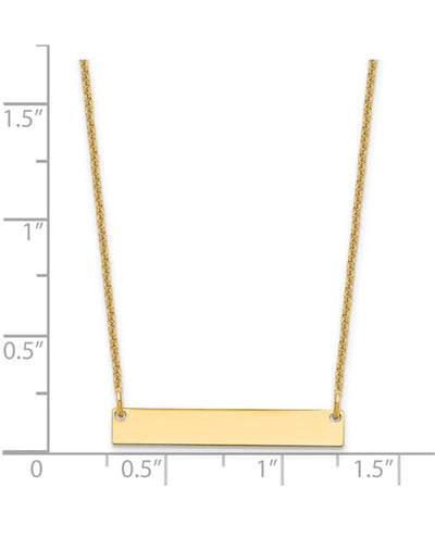 14K Yellow Gold Blank Bar Necklace