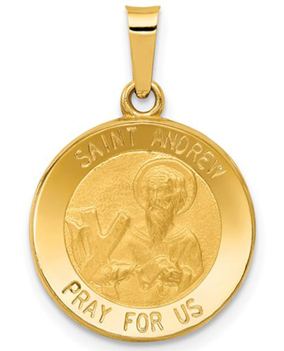 14K Yellow Gold St. Andrew Medal Hollow Pendant