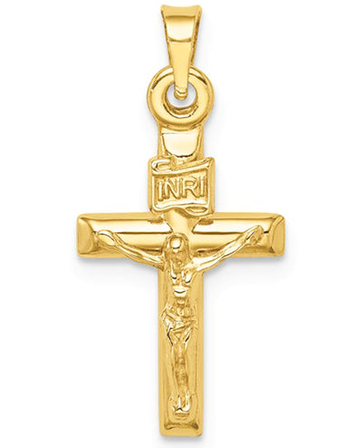 14K Yellow Gold Hollow Crucifix Pendant