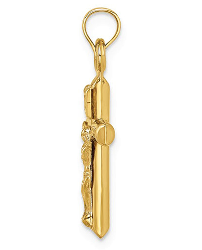 14K Yellow Gold Hollow Crucifix Pendant