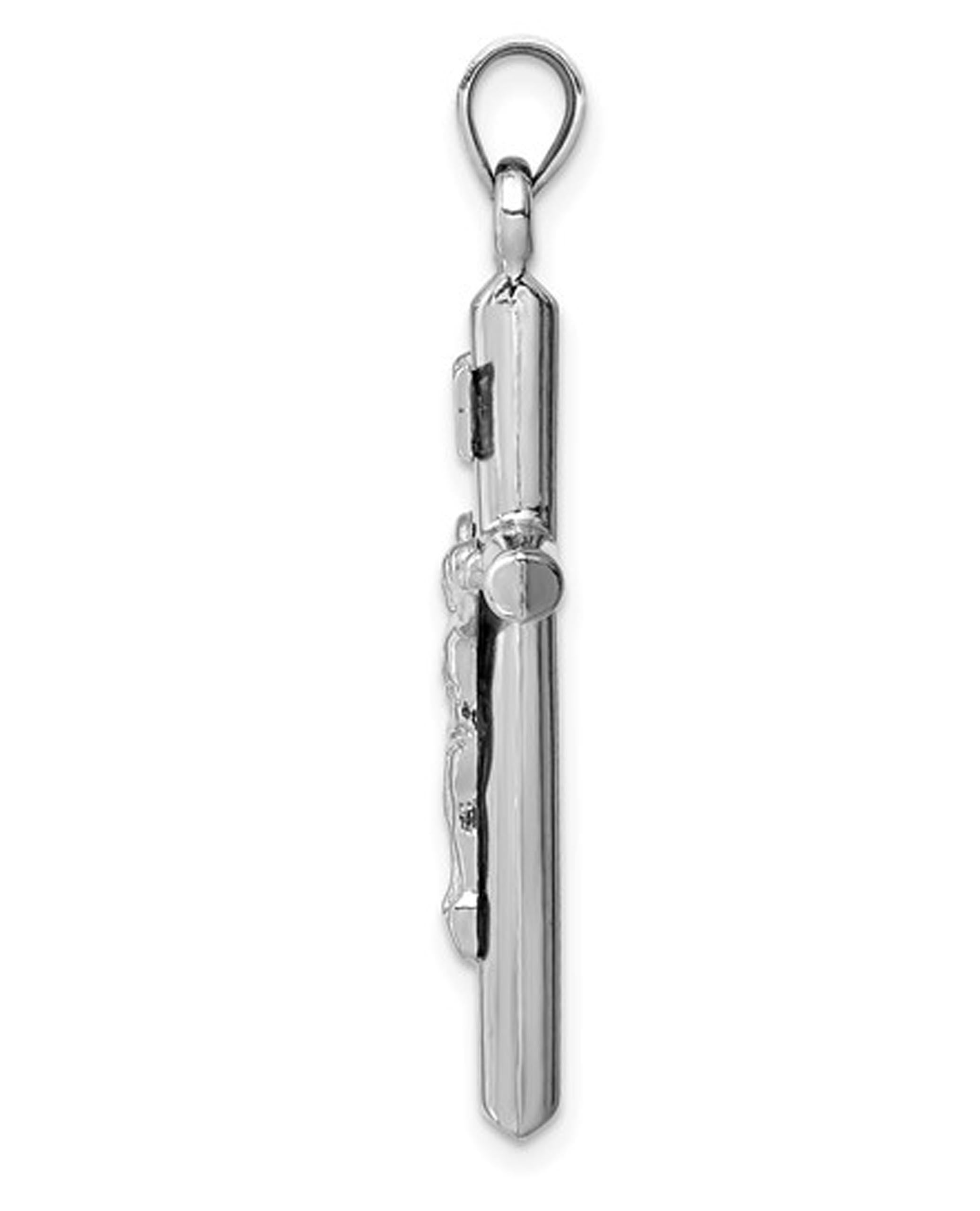 14k White Gold Hollow Crucifix Pendant