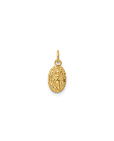 14K Yellow Gold Small Miraculous Medal Charm
