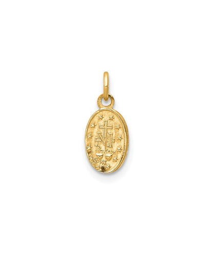 14K Yellow Gold Small Miraculous Medal Charm