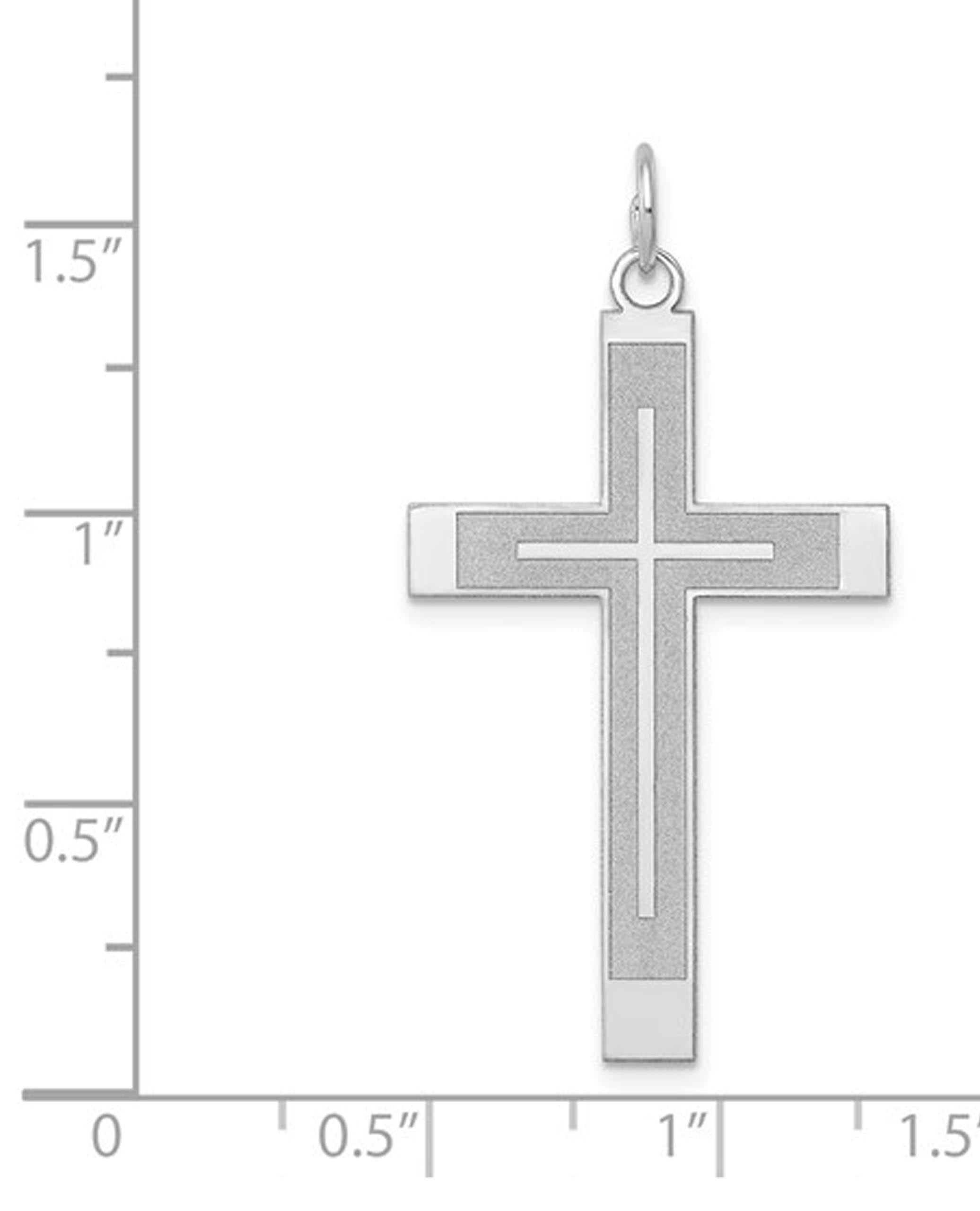 14K White Gold Laser Design Cross